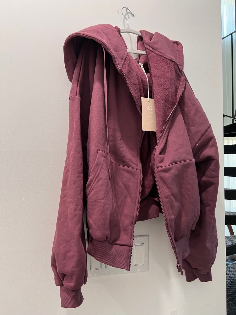 NWT❤️POPFLEX cloud zip sweater M/L Mauve Oversized Hoodie Sweater